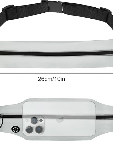 Slim Running Belt For Men and Women Waist Fanny Pack Phone Holder Pouch Bag Reflective Zipper Pocket Workout Cycling Fitness