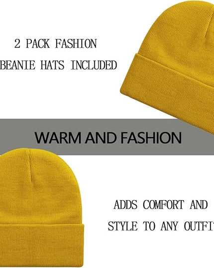 ZOORON 1&2 Pack Beanie for Men Women Slouchy Beanie Hats Winter Knit Caps Soft Ski Hat Unisex