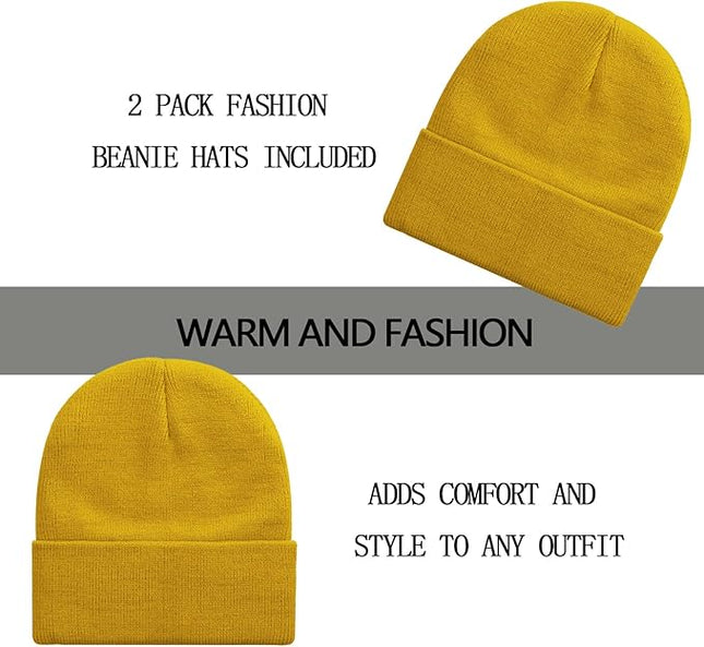 ZOORON 1&2 Pack Beanie for Men Women Slouchy Beanie Hats Winter Knit Caps Soft Ski Hat Unisex