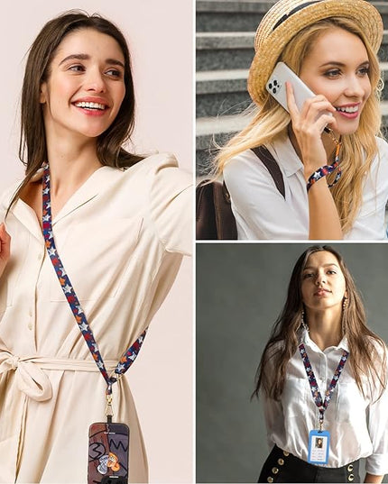 Phone Lanyards, Wrist Lanyards for Keys, Adjustable Shoulder Neck Strap,Universal Crossbody Cell Phone Lanyard for iPhone Case ID Badges,Card Holder, Car Key, and Most Smartphones (Stars)