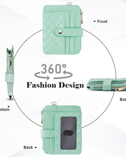 Keychain Wallet with Bracelet RFID Blocking Wristlet Credit Purse Card Holder, Silicone Bead Tassel Key Ring for Women