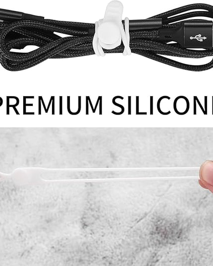 25 Pcs Silicone Cable Ties, Reusable Cable Straps Wire Organizer, Cable Management Cord Organizer for Fastening Earphone Phone Charger Home Office Desk Kitchen Appliances Cable Cords Wires