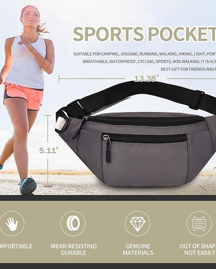 DAITET Crossbody Fanny Pack for Men&Women,Large Waist Bag & Hip Bum Bag with Adjustable Strap for Outdoors Workout Traveling Casual Running Hiking Cycling