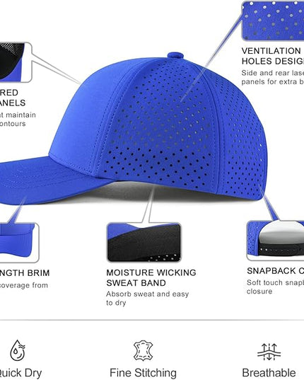 VOBOOM Men Quick Dry Baseball Cap Laser Cut Mesh Ball Curved Brim Snapback Hat