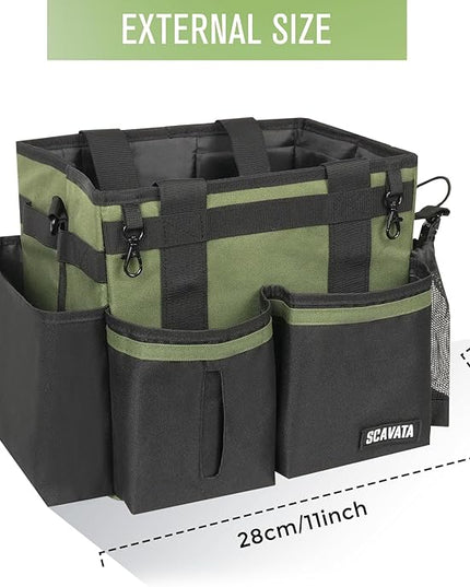 Compact Wearable Cleaning Caddy, Small Cleaning Caddy Supplies Organizer with Handle & Shoulder Straps for Housekeepers, Under Sink & Car Cleaning Tool Organizers Bag (Armygreen)