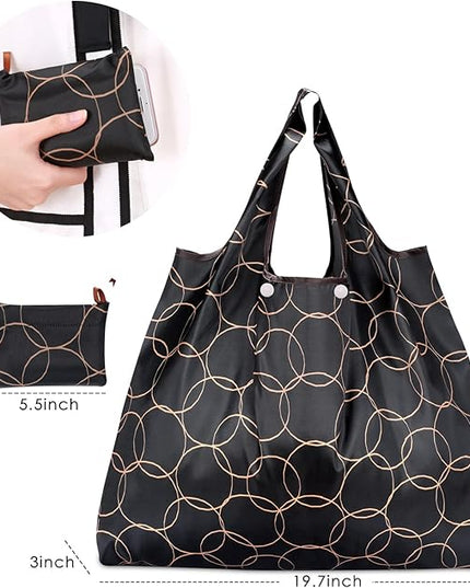 KINGMAS Reusable Grocery Bags, Eco-Friendly Folding Tote Shopping Bag fits in Pocket, Washable Waterproof Nylon Pouch Bags