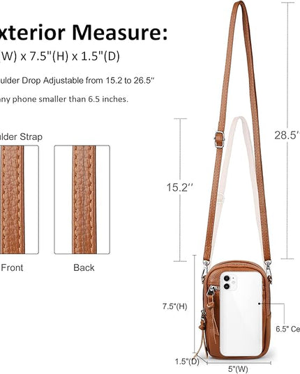 befen Genuine Leather Crossbody Cell Phone Purse for Women, Small Zip Around RFID Blocking Crossbody Wallet Bags