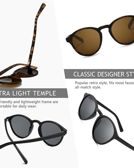 SUNGAIT Classic Vintage Round Polarized Sunglasses for Women Men Retro Style UV400