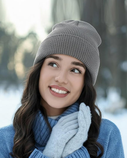 Zhanmai 12 Pack Small Winter Beanie Hats Bulk Warm Knitted Cuffed Skull Cap for Men Women