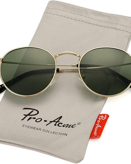 Pro Acme Small Round Metal Polarized Sunglasses for Women Retro Designer Style