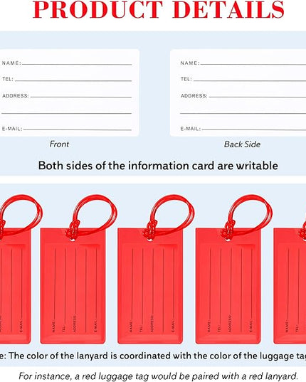10 Pack Luggage Tags for Suitcases, Airplane Travel Essentials for Flying, International Travel Must Haves, and Luggage Accessories by Sodsay