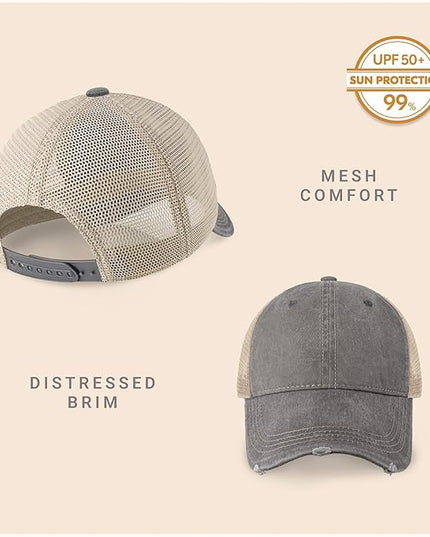 CHOK.LIDS Everyday Premium Washed Trucker Hat Unstructured Distressed Pigment Dyed Cap Adjustable Outdoor Headwear