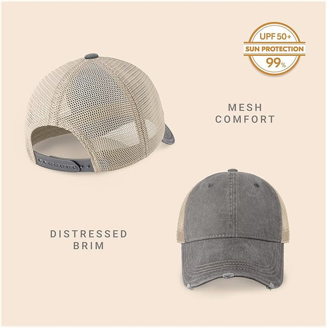 CHOK.LIDS Everyday Premium Washed Trucker Hat Unstructured Distressed Pigment Dyed Cap Adjustable Outdoor Headwear