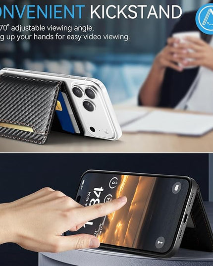 Vinich for Magsafe Wallet Magnetic RFID Blocking Card Holder Compatible with MagSafe Phones and Cases, Strong Magnet Minimalist Phone Wallet for iPhone 17/16/15/14/13/12/Pro/Max/Plus/Air, Carbon Black
