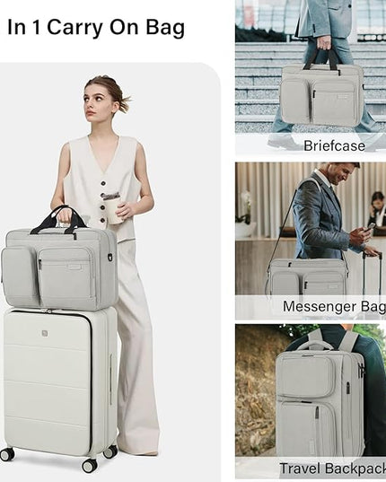 Hanke Convertible Laptop Bag, 3 In 1 Briefcase Backpack 17.3 Inch Computer Bag for Men Women, Travel Laptop Briefcase Messenger Bag, Underseat Carry On Personal Item, Rock Grey