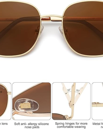 SOJOS Classic Trendy Square Sunglasses for Women Men Cute Big Frame Gold Shades SJ1137