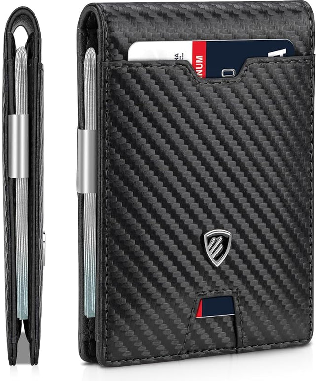 RUNBOX Mens Slim Wallet with Money Clip RFID Blocking Bifold Credit Card Holder for Men with Gift Box