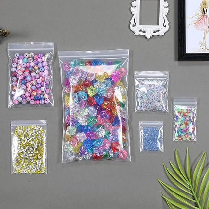 Somoga 200 PCS 3" x 4" Thick 4 Mil Small Clear Zip Poly Bags Plastic Reclosable Zip Seal Lock Bags Heavy-Duty Necklace Ring Coin Beads Jewelry Pill Zipper Bag