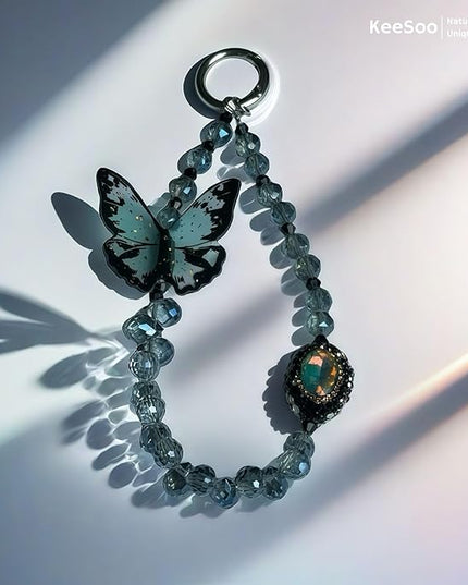 Blue Butterfly Bliss Original Design Phone Charm with 2 Tether Tabs – Stylish, Durable, and Hands-Free Phone Chain – Compatible with iPhone, Samsung, Pixel & More
