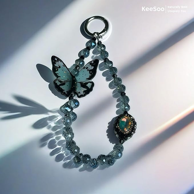 Blue Butterfly Bliss Original Design Phone Charm with 2 Tether Tabs – Stylish, Durable, and Hands-Free Phone Chain – Compatible with iPhone, Samsung, Pixel & More