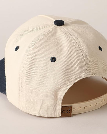 MIRMARU Two-Tone Vintage Canvas Trucker Hats for Men & Women, Adjustable Size Baseball Caps with Trendy Embroidered Design