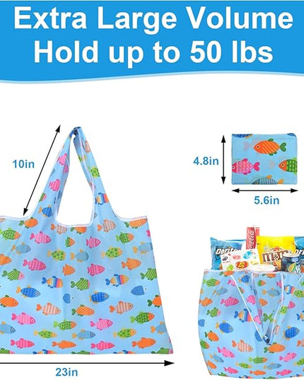 Extra Large 50lbs Foldable Reusable Shopping Bags kitchen reusable grocery bags Washable Polyester Bags in Pocket