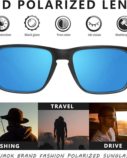 KUGUAOK Polarized Square Sunglasses For Men and Women Matte Finish Sun Glasses UV Protection Glasses