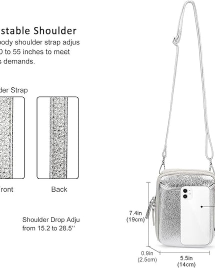 befen Genuine Leather Crossbody Cell Phone Purse for Women, Small Zip Around RFID Blocking Crossbody Wallet Bags