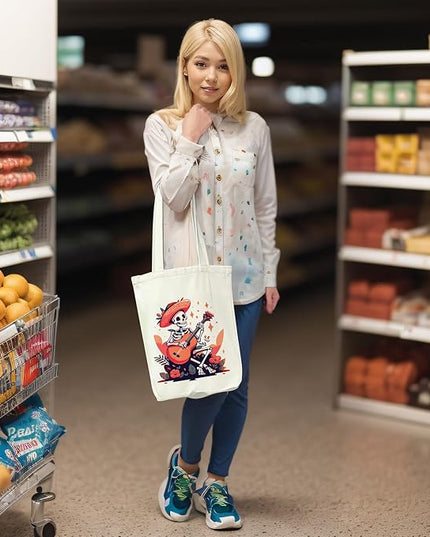Tote Bag for Women, Reusable Zippered Canvas Bag with Handles Pocket Thick Canvas, for Grocery Shopping Beach Gift