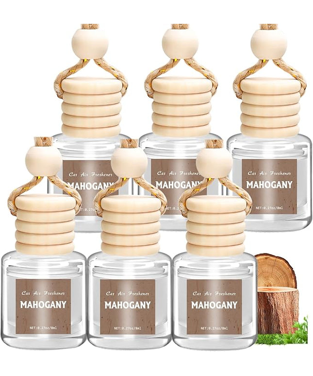AROIC 6 Pack Car Air Freshener, Mahogany Premium Woody Car Air Freshener Diffuser Fragrance, Hanging Essential Oil Diffuser for Auto Interior Decor, Long Lasting Natural Scent Car Accessories Unisex