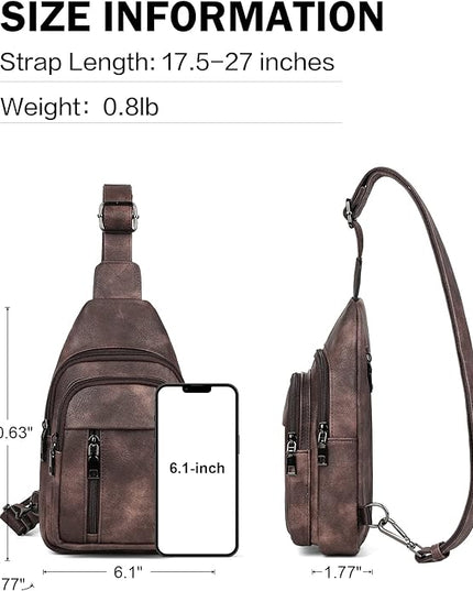 MASINTOR Sling Bag for Women - Crossbody Bags Fanny Pack with Vegan Leather - Adjustable Sling Backack for Travel
