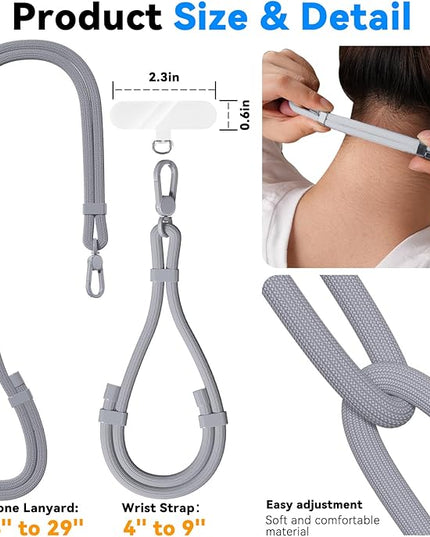 4 Pack Phone Lanyard & Wrist Strap, Cell Phone Lanyard for Around The Neck Adjustable Phone Strap for Most Smartphones