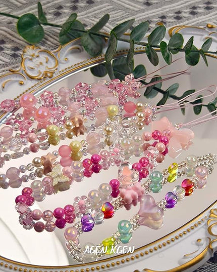Phone Charms Cute Beaded Phone Lanyard Wrist Strap Aesthetic CellPhone Keychain Cute PhoneCharms for Women