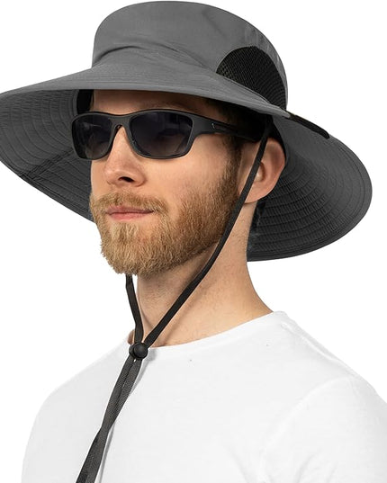 SUN CUBE Wide Brim Sun Hat Men Women, Fishing Hats Sun UV Protection, Mens Hiking Bucket Hat Safari Beach Boonie, UPF 50+