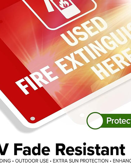 Used Fire Extinguishers Here Sign, 10x7 Inches, Rust Free .040 Aluminum, Fade Resistant, Made in USA by My Sign Center