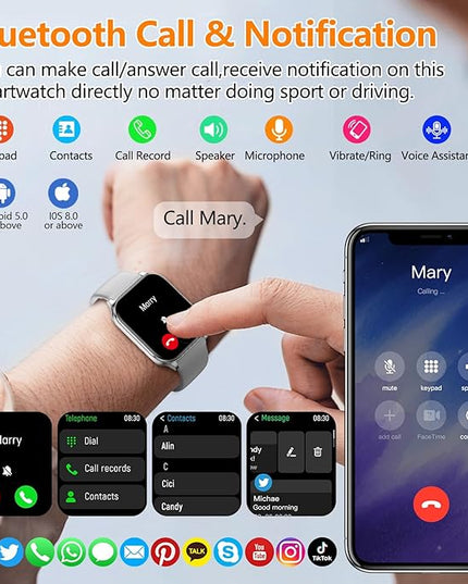 Smart Watch for Women Men with Text and Call, 2025 New AI Smartwatches with Heart Rate/SpO2/Sleep/Stress Monitor, 100+ Sports Modes, GPS Fitness Watches Compatible with iOS/Android (GPS, Silver)