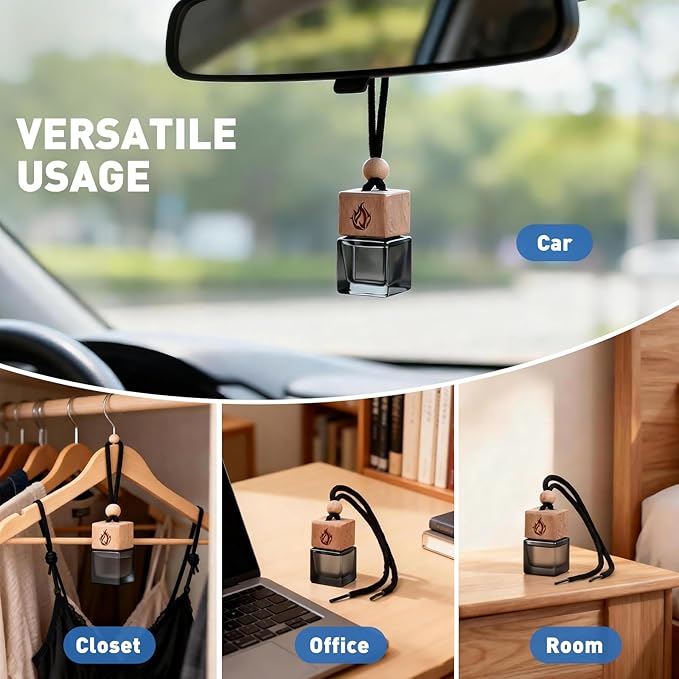 Car Air Freshener Hanging 2 Pack, Cool Ice Fragrance Essential Oil Diffuser for Cars, Long Lasting Car Scent Air Fresheners Car Accessories for Men
