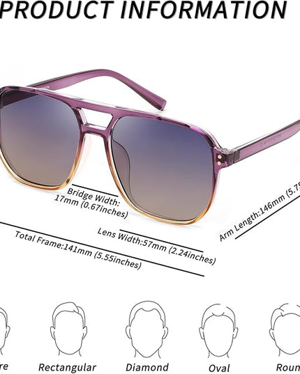 FEISEDY Retro Square Aviator Sunglasses Women Men 70s Vintage Trendy Plastic Frame Sun Glasses B2835