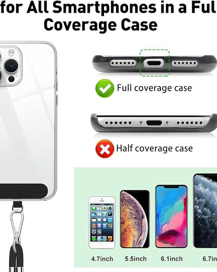 SHANSHUI Phone Lanyard, 2 Pack Wrist Straps 1 Pack Crossbody Nylon Cell Phone Lanyard and 2Pack Tether Pads Compatible with iPhone & All Smartphones in Full Cover Cases