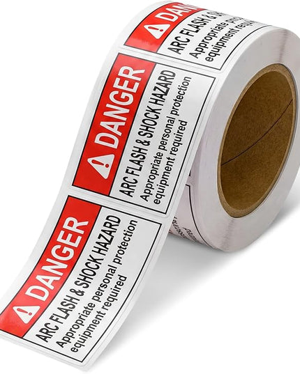 100 PCS DANGER Arc Flash and Shock Hazard Label - 2 x 4 Black & Red Electrical Safety Warning Decal High Performance Polyester Safety Sticker Signs for the Workplace