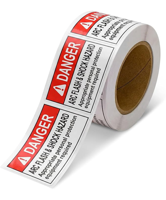 100 PCS DANGER Arc Flash and Shock Hazard Label - 2 x 4 Black & Red Electrical Safety Warning Decal High Performance Polyester Safety Sticker Signs for the Workplace