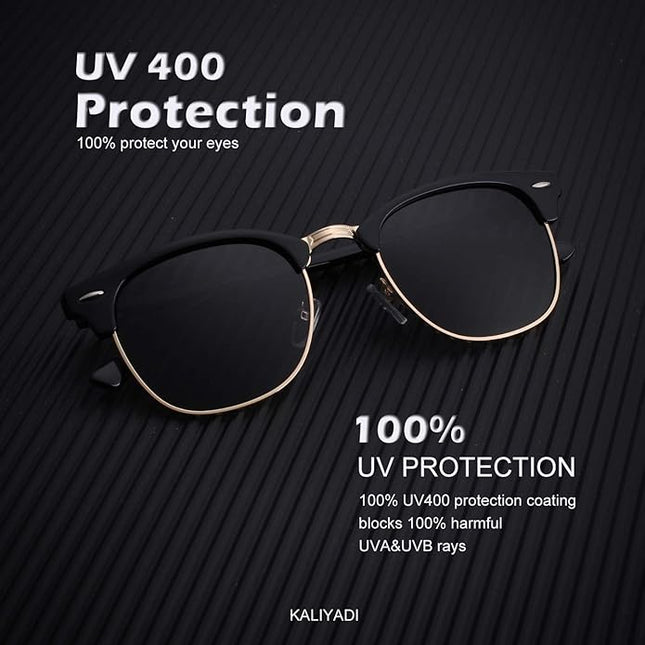 KALIYADI Polarized Sunglasses for Men and Women Semi-Rimless Frame Driving Sun glasses UV Blocking