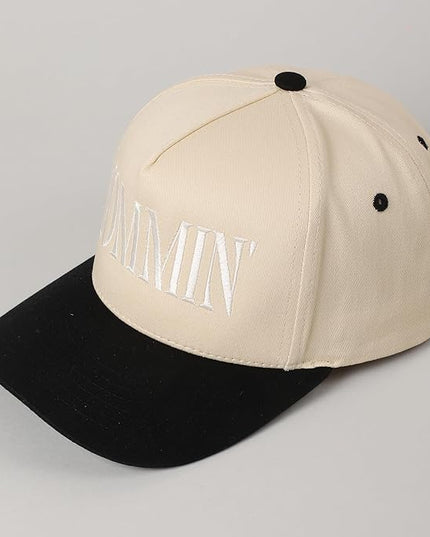 MIRMARU Two-Tone Vintage Canvas Trucker Hats for Men & Women, Adjustable Size Baseball Caps with Trendy Embroidered Design