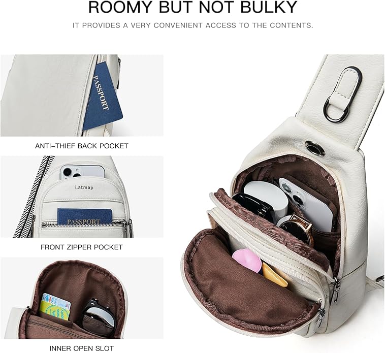Sling Bag For Women Faux Leather Small Casual Daypack Backpack Fanny Pack Crossbody Chest Bags Purse