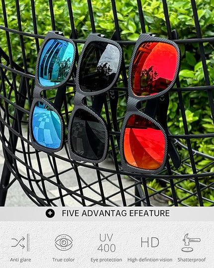 KALIYADI Sunglasses Men Polarized Sun glasses for Mens Womens Classic Matte Black Frame UV Protection 3pack