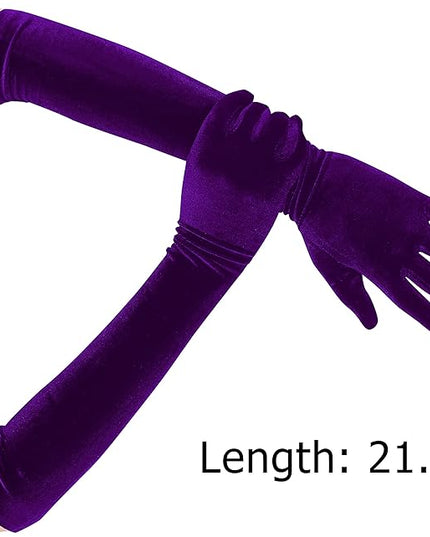 Long Opera Gloves for Women Velvet Gloves 1920s Flapper Stretchy Elbow Length Halloween Costume Gloves