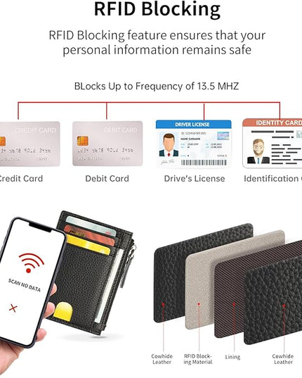 ilovever Slim Wallet for Women Small Leather RFID Blocking Credit Card Holder Minimalist Wallet with Coin Purses & Pouches,S Black