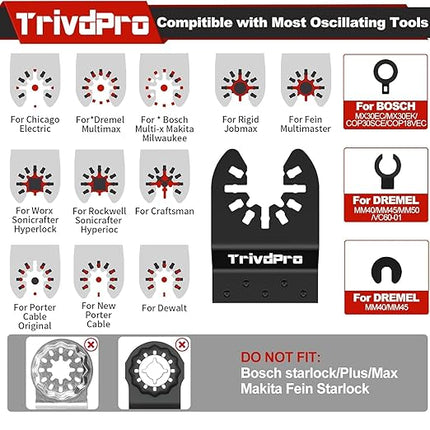 105PCS Oscillating Saw Blades, Professional Universal Titanium Multitool Blades for Wood Plastics Metal, Quick Release Multi Tool Blades Kits Fit Dewalt Ryobi Milwaukee Rockwell Fein