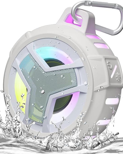 EBODA Bluetooth Shower Speaker, IPX7 Waterproof Portable Wireless Small Speakers, Floating, 2000mAh with Light for Home, Pool, Beach, Boat, Kayak Accessories, Gifts for Men, Women - White