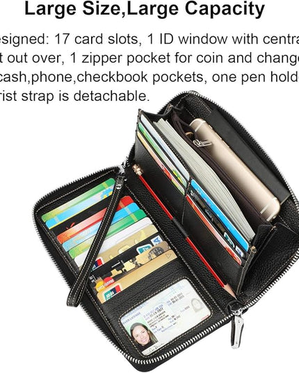 Lavemi Small Compact Women Wallet RFID Blocking Genuine Leather Bifold Purse with ID Windows